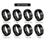font options for inside engraving on black horn symbol rings