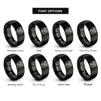font options for inside engraving on black horn symbol rings
