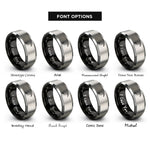 font options for inside engraving on black & grey hornbill rings