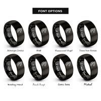 font options for inside engraving on black horned dragon rings