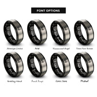 font options for inside engraving on black & grey horns circle rings
