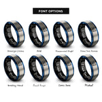 font options for inside engraving on black & blue & grey horse rings