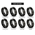 font options for inside engraving on black & gray horse rings