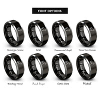 font options for inside engraving on black & gray horse rings