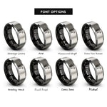 font options for inside engraving on black & gray horse rings