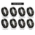 font options for inside engraving on black & gray horse rings