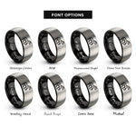 font options for inside engraving on black & silver horse rings