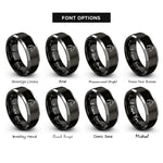 font options for inside engraving on black & silver horse rings