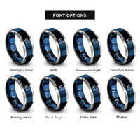 font options for inside engraving on blue & silver horse rings