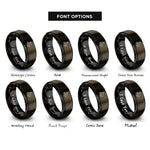 font options for inside engraving on gunmetal & black horse bridle left rings
