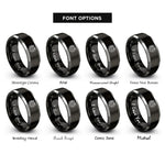 font options for inside engraving on black & silver horse horseshoe left rings