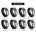 font options for inside engraving on black & grey horse horseshoe left rings