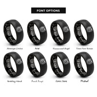 font options for inside engraving on black horse horseshoe left rings