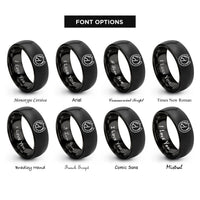 font options for inside engraving on black horse left horseshoe rings