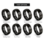 font options for inside engraving on black horse left horseshoe rings