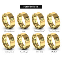font options for inside engraving on gold horse left horseshoe rings