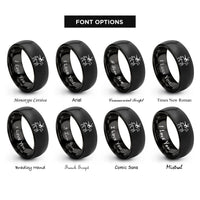 font options for inside engraving on black horse pose rings