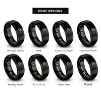 font options for inside engraving on black horse pose rings