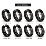 font options for inside engraving on black & silver horse right bridle rings