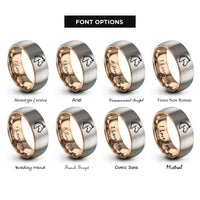 font options for inside engraving on rose gold & silver horse rings