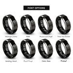 font options for inside engraving on black & silver horse symbol rings