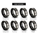 font options for inside engraving on black & silver horse tail flick rings