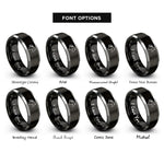 font options for inside engraving on black & gray horse tail flick rings