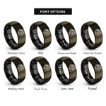 font options for inside engraving on gunmetal & black horse tail flick rings