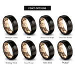 font options for inside engraving on black & rose gold horseshoe heart horse rings