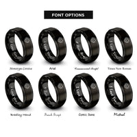 font options for inside engraving on black horseshoe heart horse rings