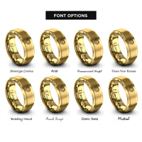 font options for inside engraving on gold horseshoe heart horse rings