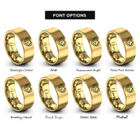 font options for inside engraving on gold horseshoe heart horse rings