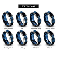 font options for inside engraving on blue & silver horseshoe magnet rings