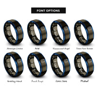 font options for inside engraving on gunmetal & blue horseshoe magnet rings