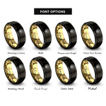 font options for inside engraving on black & gold horseshoe print rings