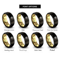 font options for inside engraving on black & gold horseshoe print rings
