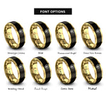 font options for inside engraving on black & gold horseshoe print rings