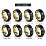 font options for inside engraving on black & gold horseshoe print rings