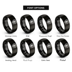 font options for inside engraving on black horseshoe print rings