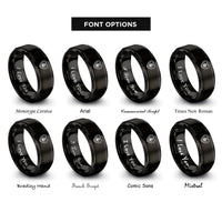 font options for inside engraving on black horseshoe print rings