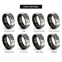 font options for inside engraving on black & gray horus ankh rings