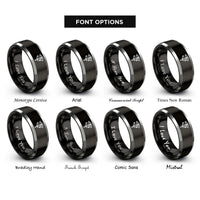 font options for inside engraving on black & silver horus ankh rings
