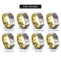 font options for inside engraving on gold & grey horus ankh rings