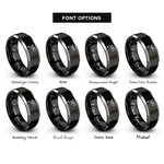 font options for inside engraving on black & gray hose nozzle rings