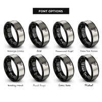 font options for inside engraving on black & grey hose nozzle rings