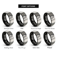 font options for inside engraving on black & gray hose nozzle rings