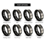 font options for inside engraving on black & silver hose nozzle rings
