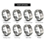font options for inside engraving on silver hose nozzle rings