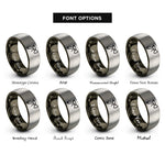 font options for inside engraving on gunmetal & silver hose nozzle rings