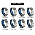 font options for inside engraving on blue & gray hot air balloon rings
